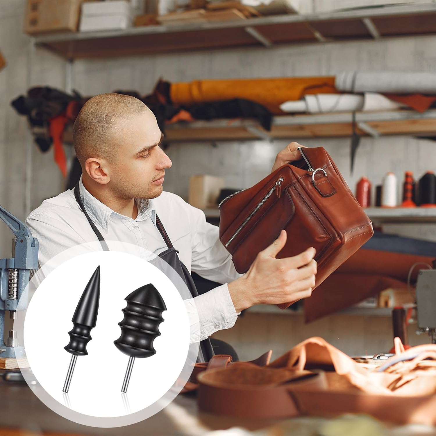 2 sztuki skórzanych burnisher Kit DIY Leathercraft Carving zestaw narzędzi ze temperówką, akcesoria do polerowania, polerka do skóry