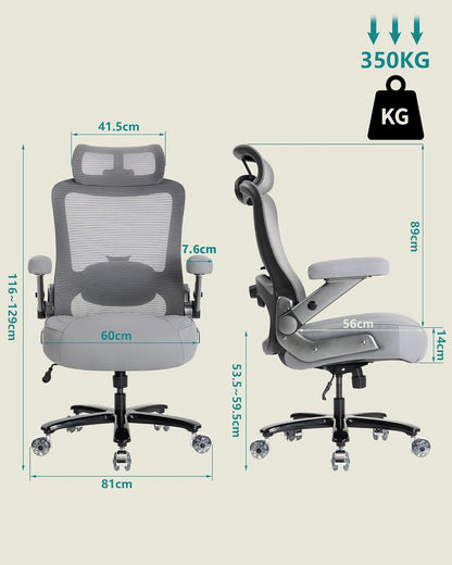 Bürostuhl mit Lordosenstütze & Kopfstütze, bis 350 kg belastbar