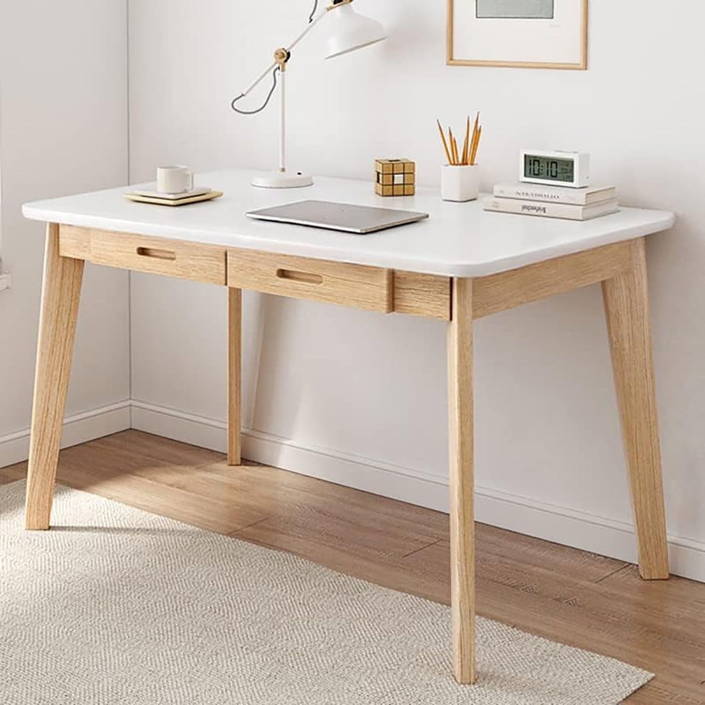 Holz Schreibtisch, Schreibtisch Klein mit Schubladen, Computertisch Im Heimbüro