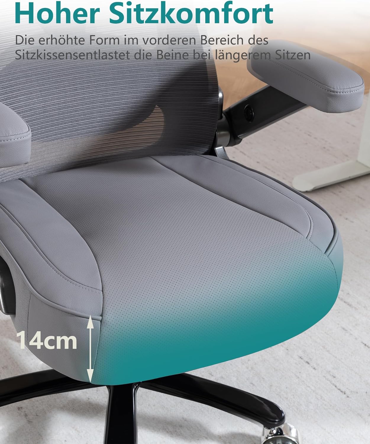 Bürostuhl mit Lordosenstütze & Kopfstütze, bis 350 kg belastbar
