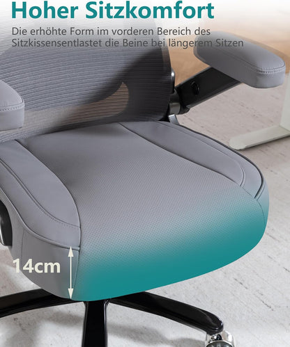 Bürostuhl mit Lordosenstütze & Kopfstütze, bis 350 kg belastbar