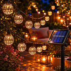 Solárne LED marocké reťazové svetlá, vodotesné záhradné, vonkajšie, svadobné, halloweenske, párty, prízvuk 50 30 20 LED guľa