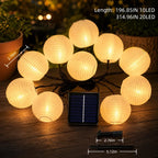 Solárne lampášové reťazové svetlá, vonkajšie, teplé biele LED záhradné svetlá, vodotesné záhradné girlandy, japonské lampášové svetlá, dekorácie do záhrady