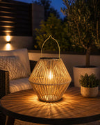 Sada solárnych ratanových lampášov – boho vonkajšie závesné svietidlá do záhrady, na terasu a na balkón